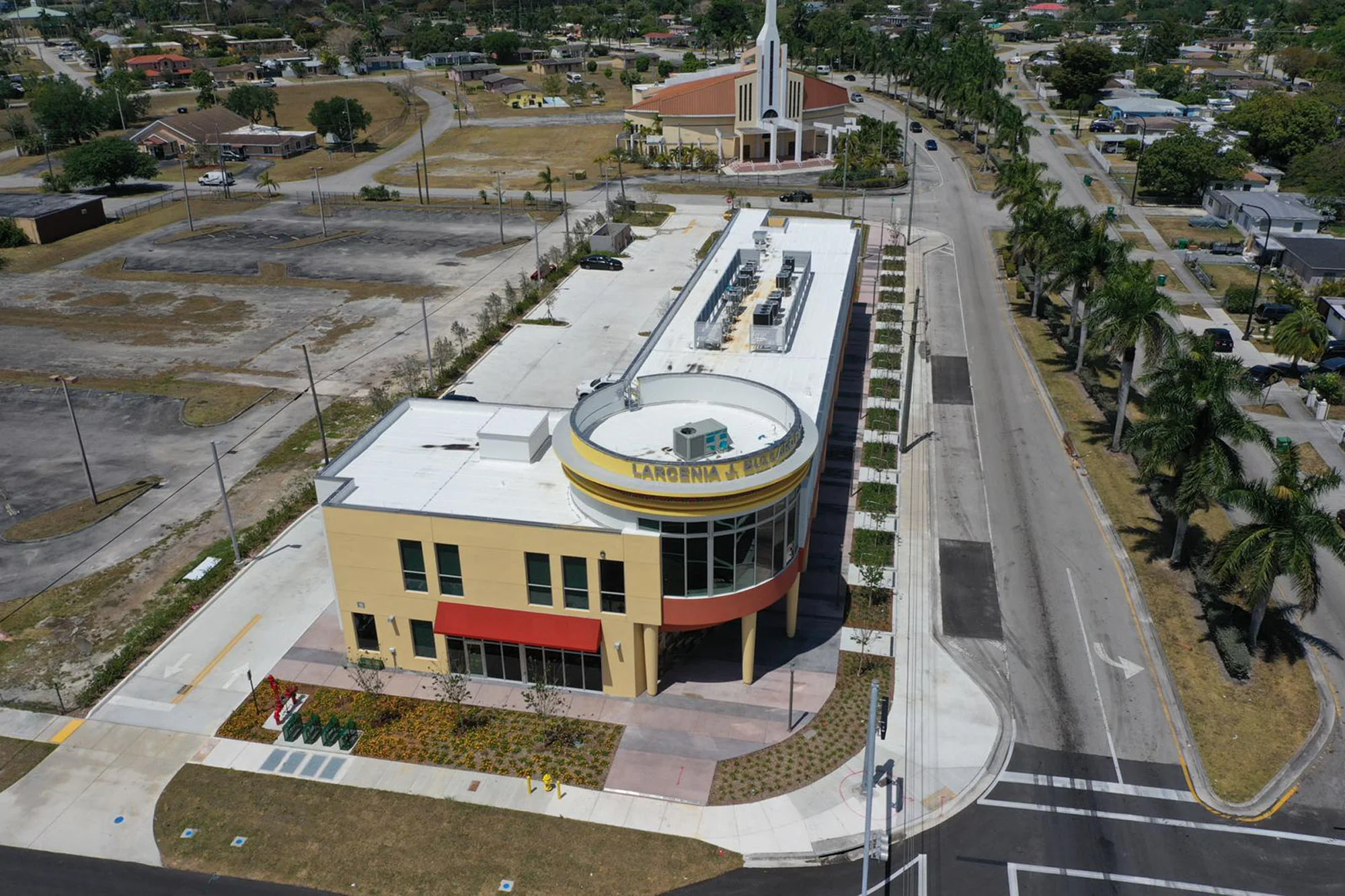 Aerial view of Larcenia J. Bullard Plaza in Richmond Heights